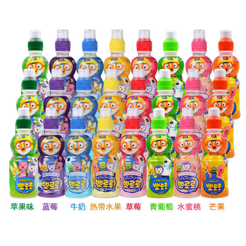Korean imported Baolulu Bolele children's milk drink 235ml bottle, trendy lactic acid bacteria strawberry-flavored juice