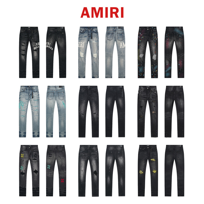 Foreign Trade Cross-Border European and American Trendy Brand Street Hiphop Amiri Fashion Slim Fit Ripped Distressed Jeans