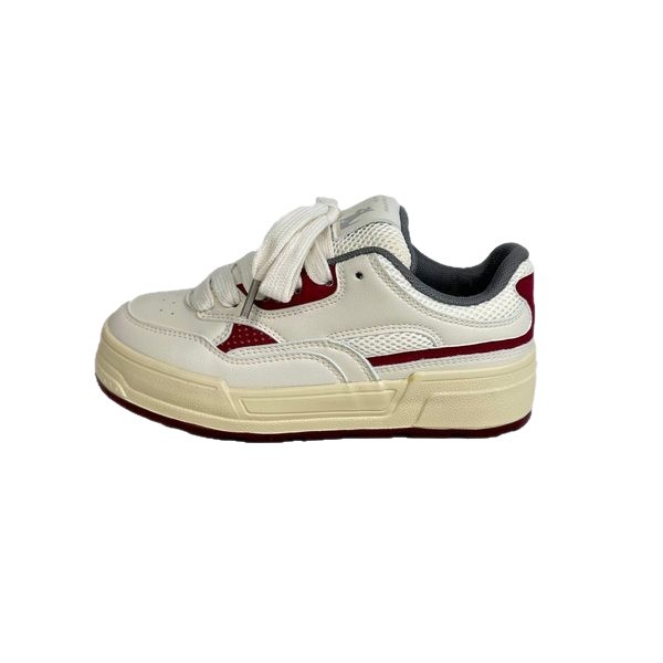 Yuanbo versátil retro zapatos de cabeza redonda para mujeres 2024 otoño estilo de nicho de diseño de zapatos de skate blanco