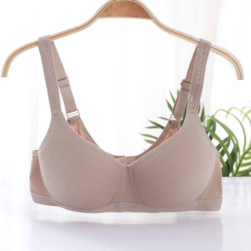 Fábrica de stock sin anillo de acero ligero delgado y transpirable sin ropa interior esponja, gran pecho pequeño sujetador anti-caída
