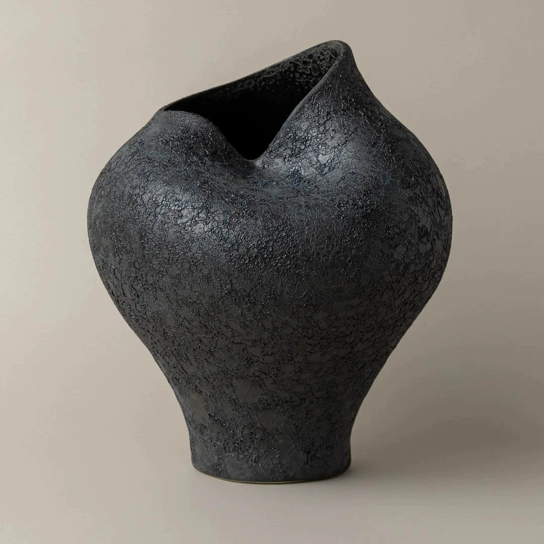 Уаби-саби пузырьковая глазурь ceramic цветочный сосуд черный каменной керамики вазa Zara home засушенные цветы сосуд