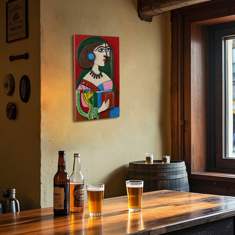 Amazon Overseas Specializes in Creative Resin Abstract Girl Face Holding Book Hanging Indoor Coffee Tavern Wall Hangings
