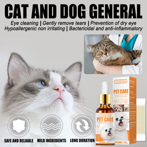 Yegbong Pet Eye Wash for Removing Tear Stains - Gentle Tear Stain Cleanser for Dogs and Cats