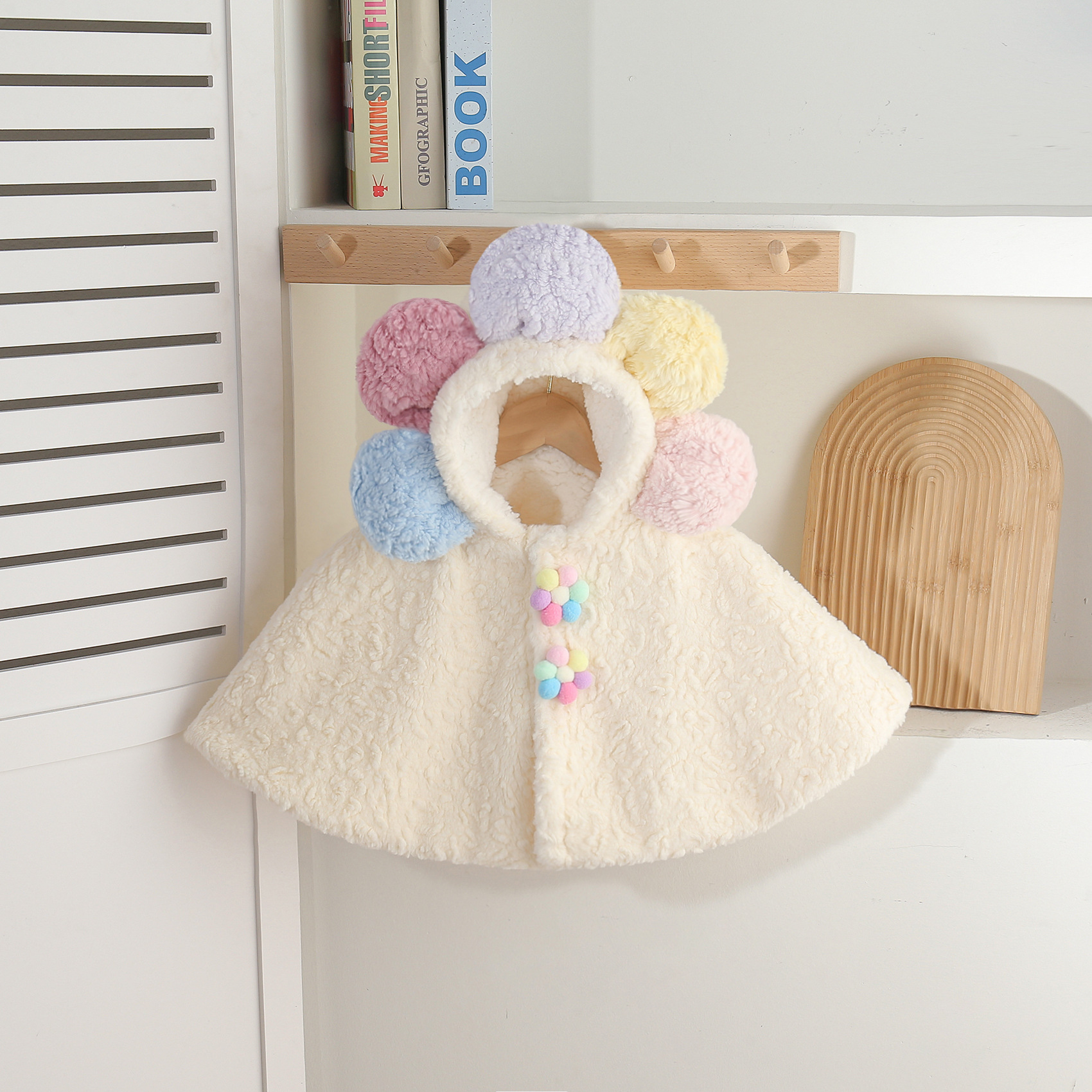 Baby Cloak Flower Cloak Spring Autumn Winter Cute Boys and Girls Plus Velvet Cloak Baby Shawl Thickened Jacket