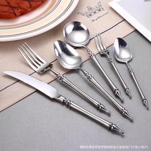 304 Stainless Steel Western Tableware Hotel Restaurant Thickeneded Steak Knife, Fork and Spoon Tea Spoon Set Wholesale Mirror Polishing