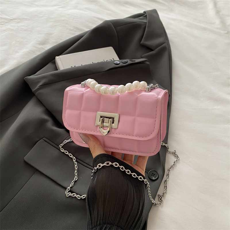 Elegante borsa a tracolla piccola a quadri per donna versatile_voghion.com