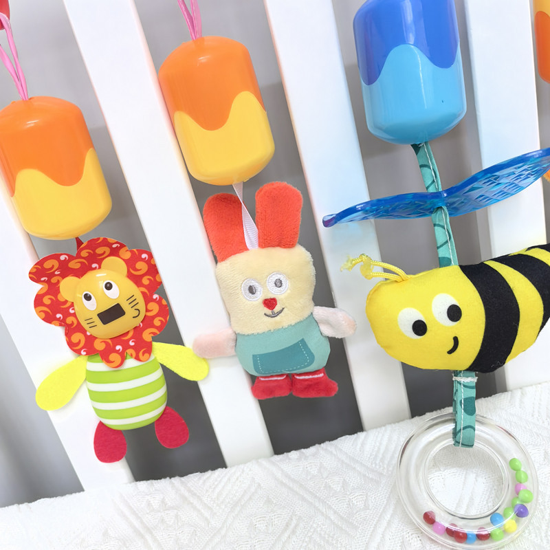 Bebé campana de viento colgante carro bebé educación temprana tranquilizar juguetes cama colgar campana de viento sonar juguetes de peluche 0 años