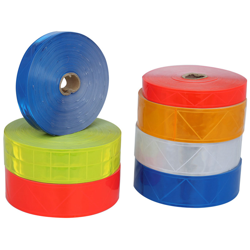 现货pvc耐寒款晶彩格反光条 高亮偏绿晶格片交警骑行服警示反光带