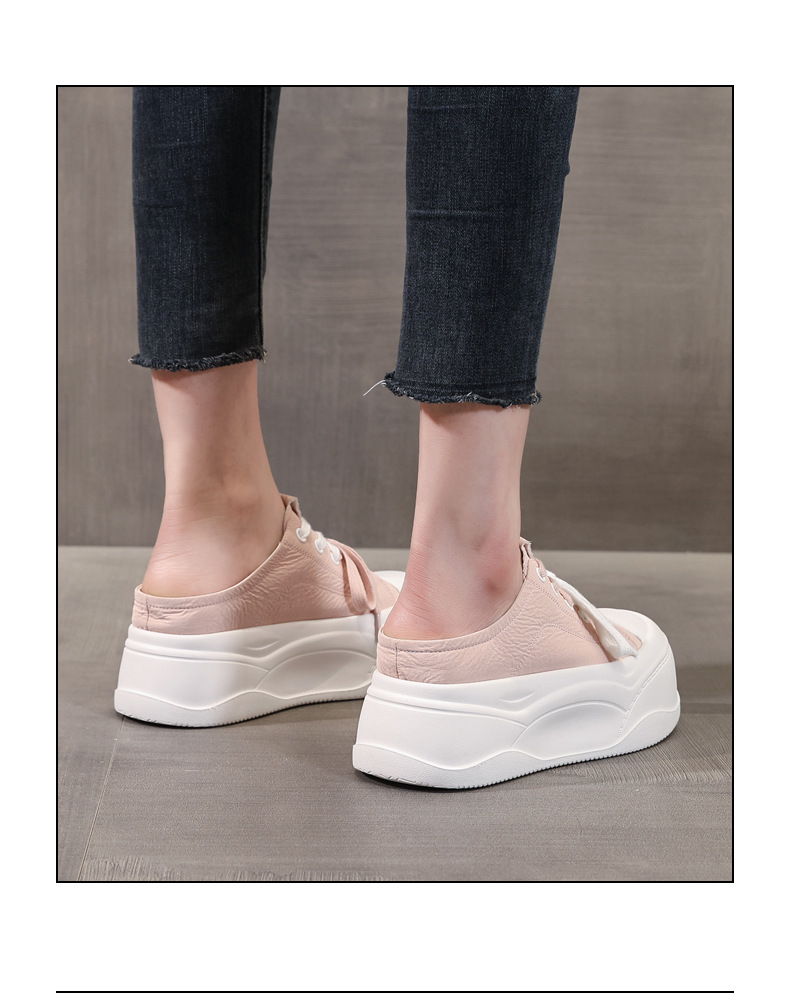Giày sneaker nữ đế dày tăng chiều cao, mũi tròn bít, phong cách thể thao mùa hè 2025 — Màu be, Màu hồng, Màu vàng chi tiết 15