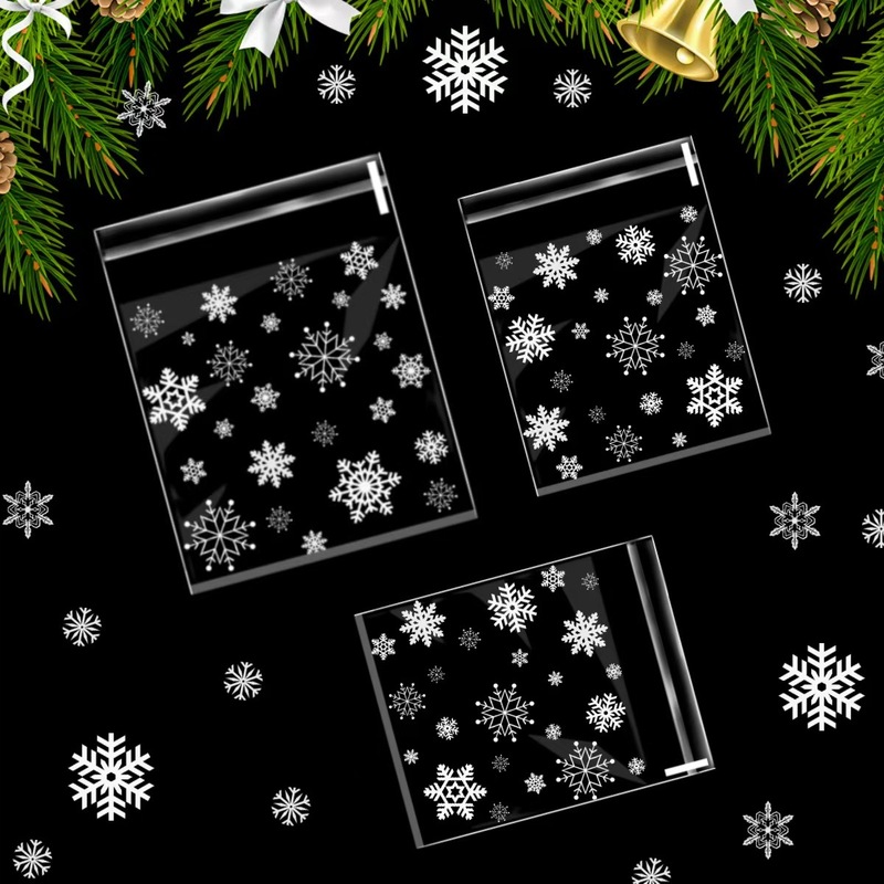 クリスマススノーフレークジップロックバッグキャンディバッグ粘着バッグベーキング包装クッキースノーフレークビスケットOPPバッグ卸売|undefined