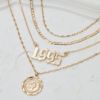 Retro metal necklace, chain for key bag  with letters, European style, wholesale