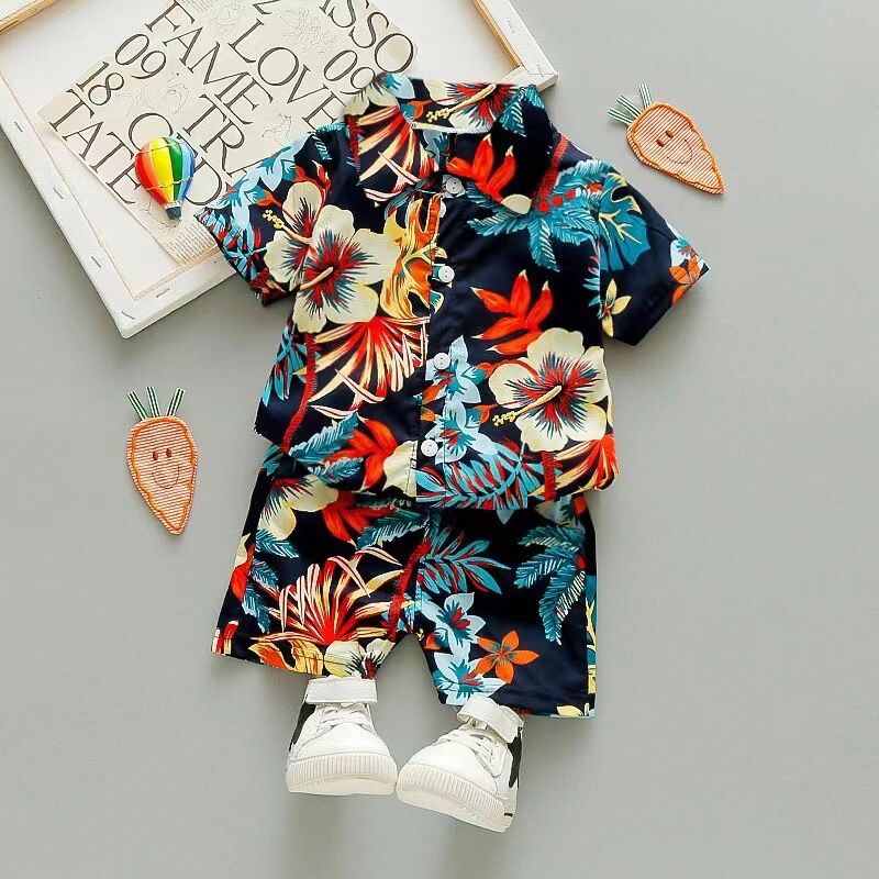Boys' Summer Clothes New Small and Medium-sized Children's Foreign Trade Children's Clothes Short-sleeved Shirt for Boys and Girls Korean-style Beach Baby Clothes Handsome