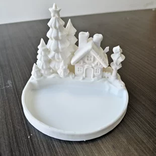 3D-печать рождественская деревня декоративный поднос: белый снежный домик и ёлки