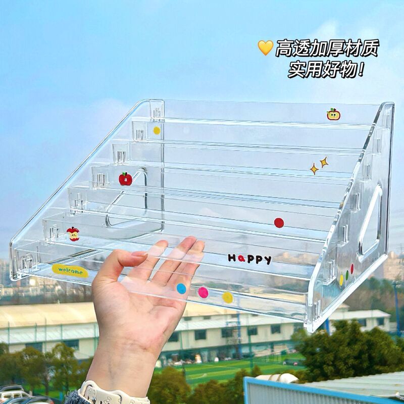 Transparent Inclined Ladder-Shaped Storage Rack for Beads, Multi-Compartment Display Rack for Small Bottles, DIY Handmade Paint Desktop Organizer Transparent Inclined Ladder-Shaped Storage Rack for Beads, Multi-Compartment Display Rack for Small Bottles, DIY Handmade Paint Desktop Organizer