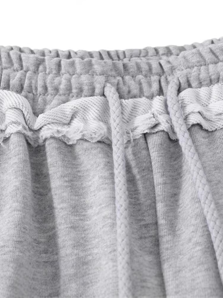 Pantalones Deportivos de Dos Piezas Falsas con Doble Cintura de Algodón y Poliéster para Deportes y Ocio