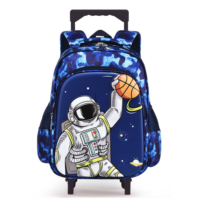 Mochila Escolar con Ruedas Infantil 3D 14 Pulgadas de Nailon Impermeable y Ligera para Escuela