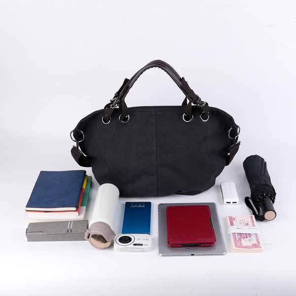 capacious retro solid color shopping bag