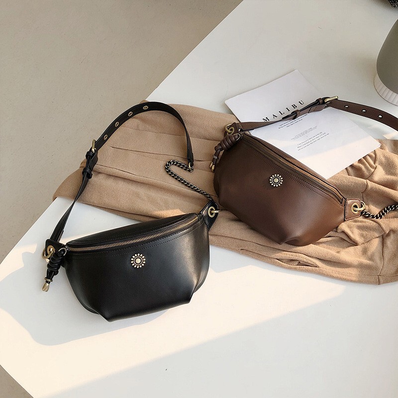 2026 Genuine Leather Women's Bag New Style Crossbody Shoulder Bag Chest Bag Waist Bag Women's Trendy Korean Style Cowhide Women's Bag