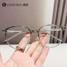 爆款渐变绿椭圆框防蓝光眼镜女时尚个性插针腿厂家批发近视眼镜框