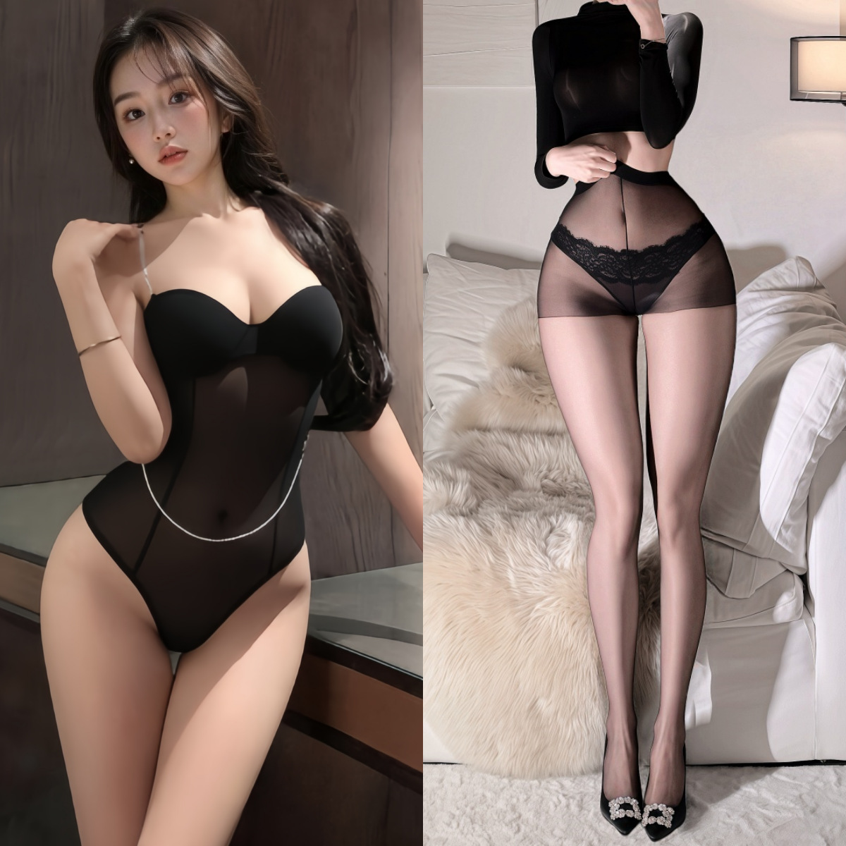 블랙+블랙 점프수트