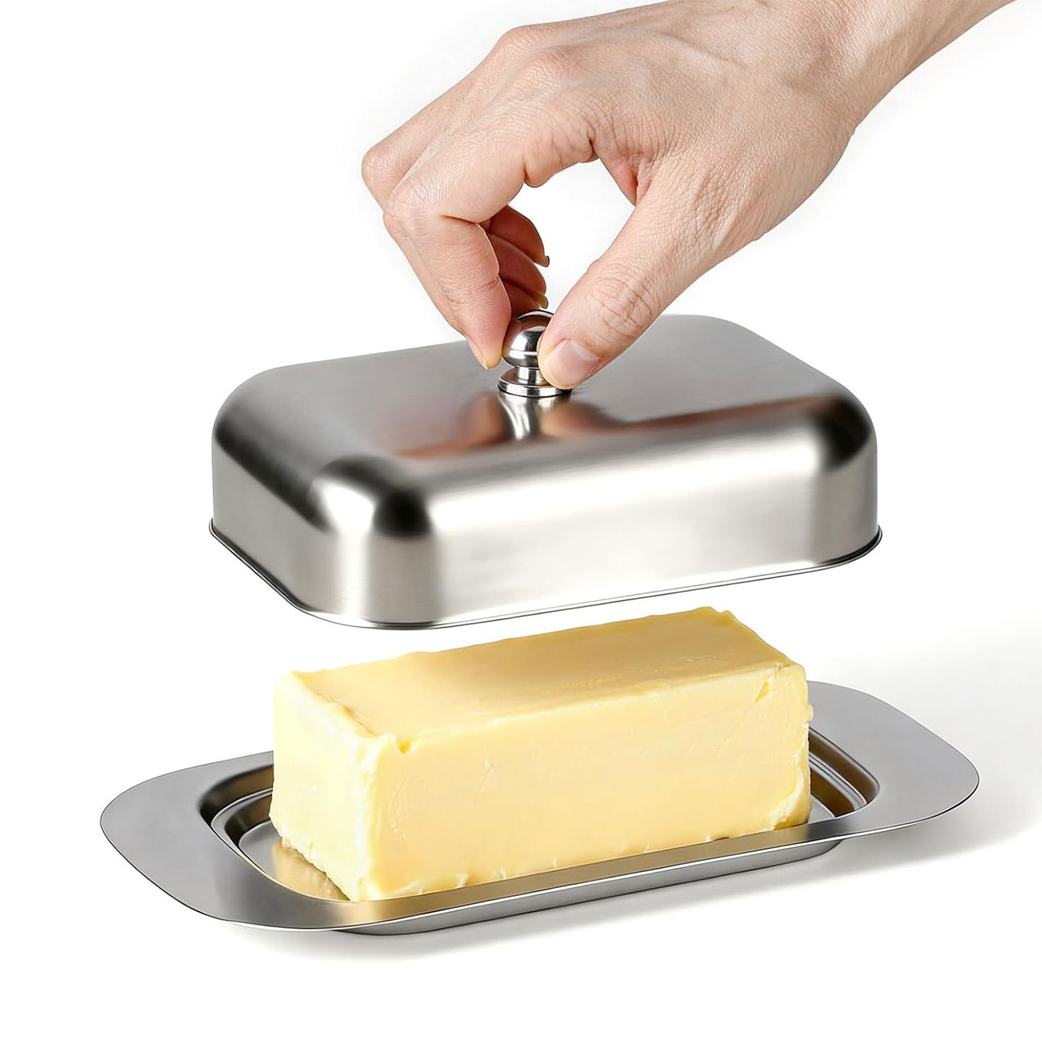 Cubierta de mantequilla de acero inoxidable caja de mantequilla europea caja de queso engrosada caja de mantequilla caja de pan caja de pasteles cubierta de mantequilla
