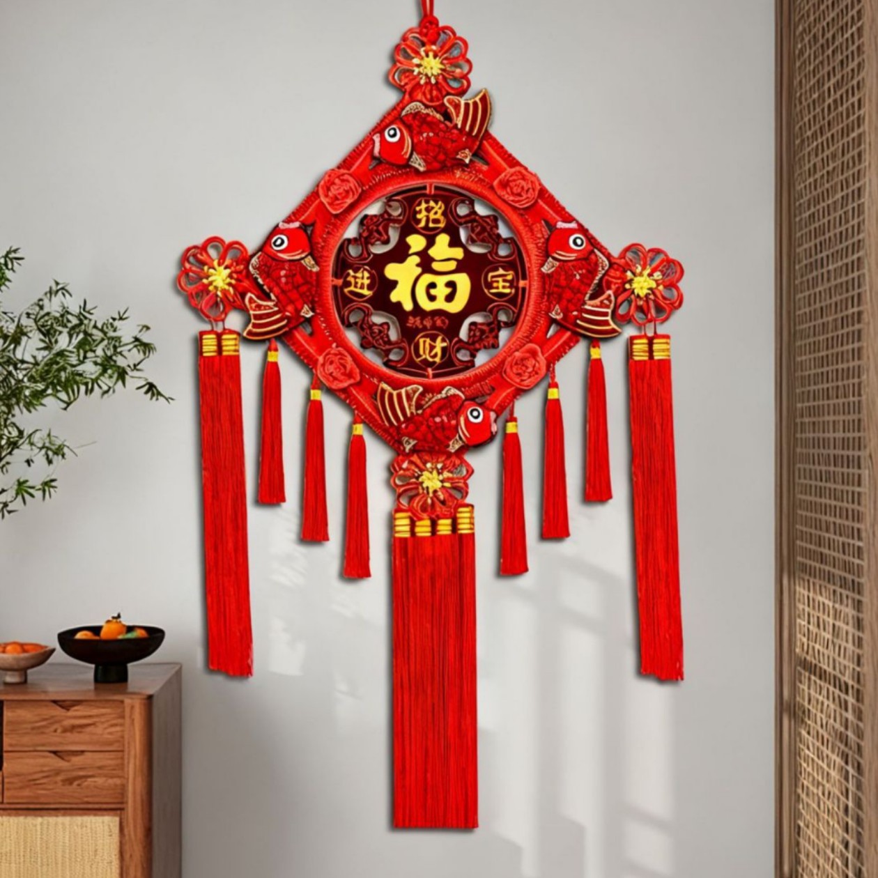 新年装饰挂件桃木中国结挂件入户门玄关乔迁结婚布置厂家批发