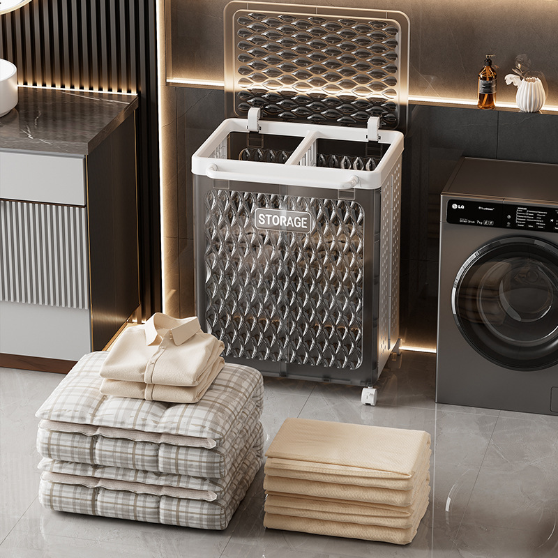 Cesta de ropa sucia Cesta de almacenamiento para el hogar Ropa sucia para el baño Cesta de almacenamiento de gran capacidad y subformato Cesta de ropa sucia plegable para el baño