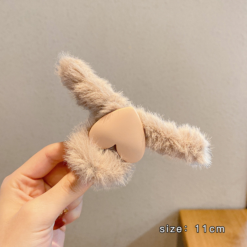 法式奶咖色毛绒鲨鱼夹女后脑勺高级感夹子精致抓夹发量大发夹批发|undefined