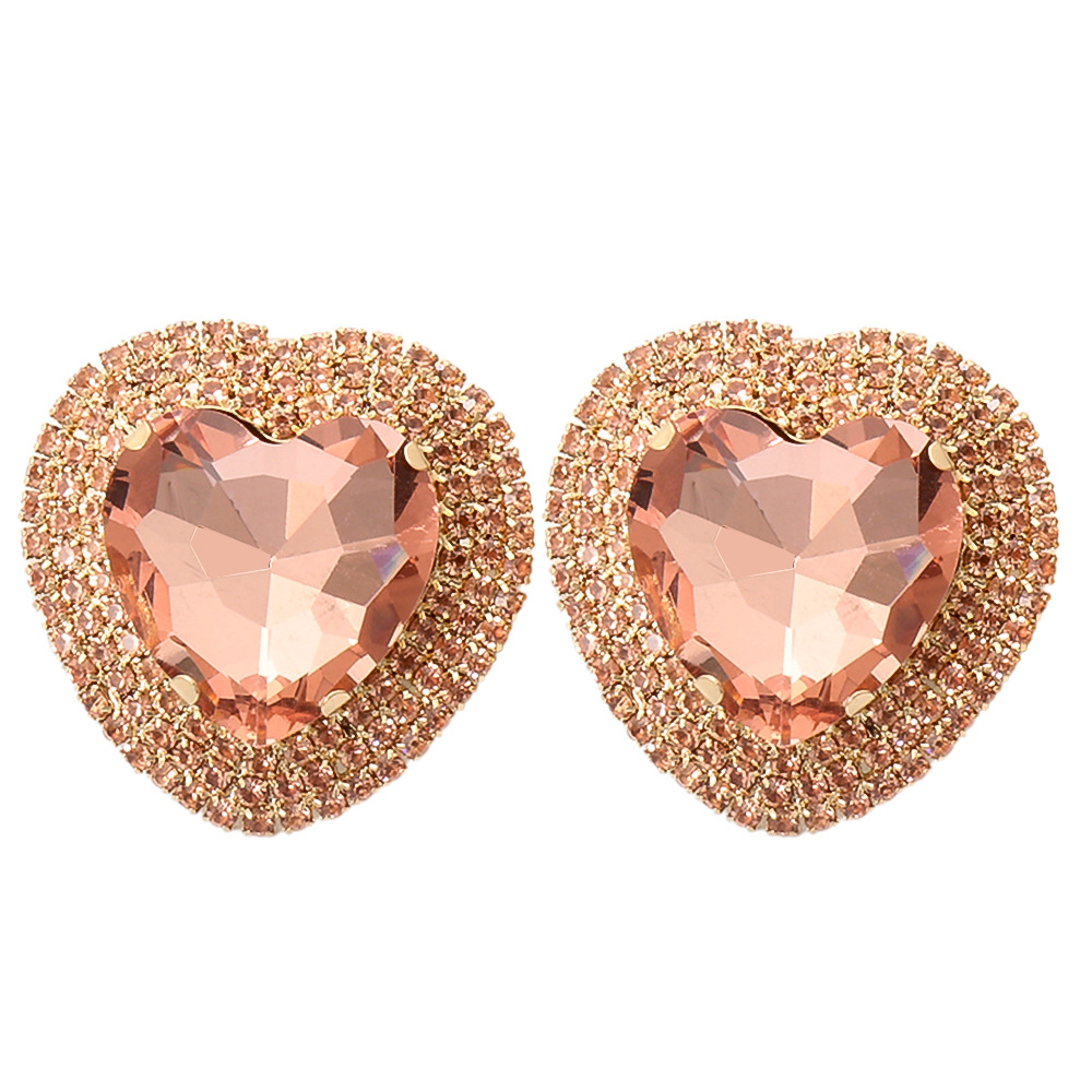 fashion heart-shaped alloy diamond earrings