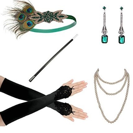 Década de 1920 mascarada cabeza desgaste negro pluma tocado femenino europeo y americano Gatsby diadema de pluma de fiesta única