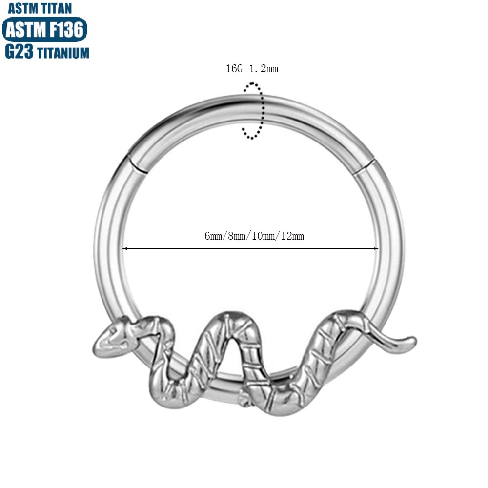 F136 Titanium Piercing Nasal Ring Feather Bee Snake Septum Seamless Ring Tragus Earring detail image 8