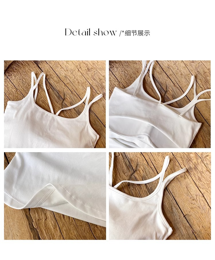 Backless Slim Fit Summer Cami Top with Built-in Bra