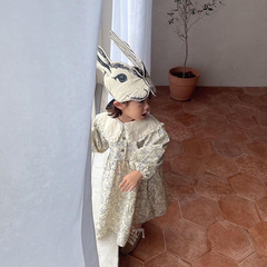 Baby Girl Spring Long Dress 2024 Korean Style Children's Clothing Princess Dress Newborn Baby Clothes Small Floral Skirt