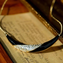 《爵士时代》vintage手工珐琅镶钻锁骨链 气质高级感复古项链女