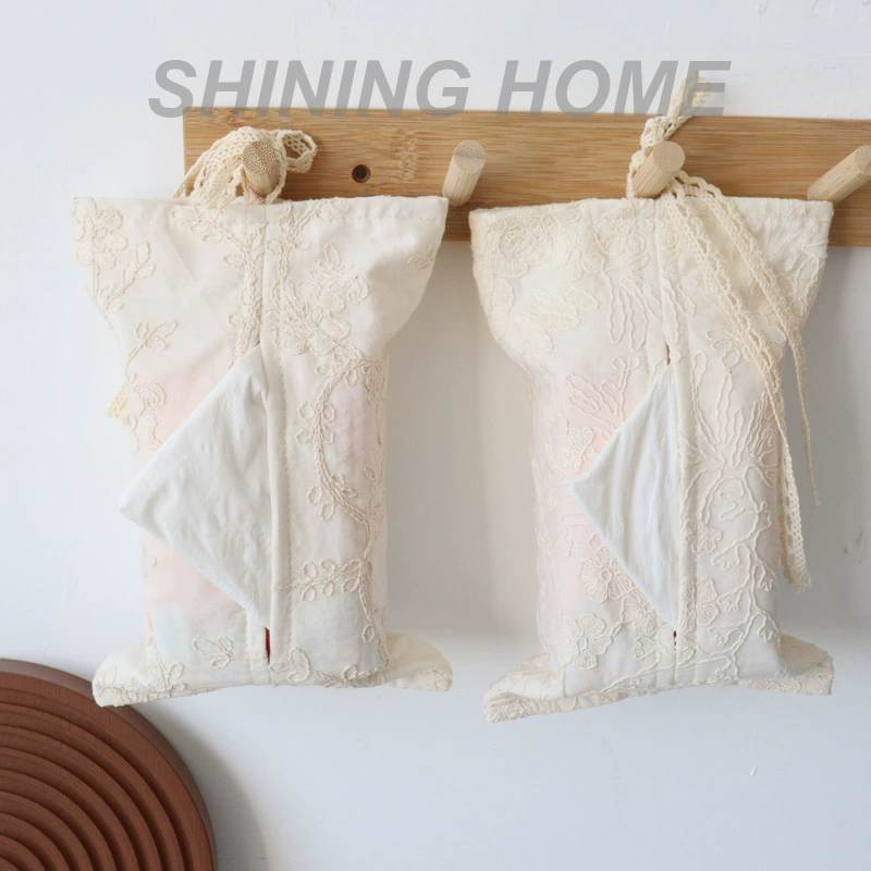 Французские кружевные тяжелые бумажные ткани с вышивкой сумка с ремешком автомобильная подвеска ткани с двойным слоем бумажных полотенец