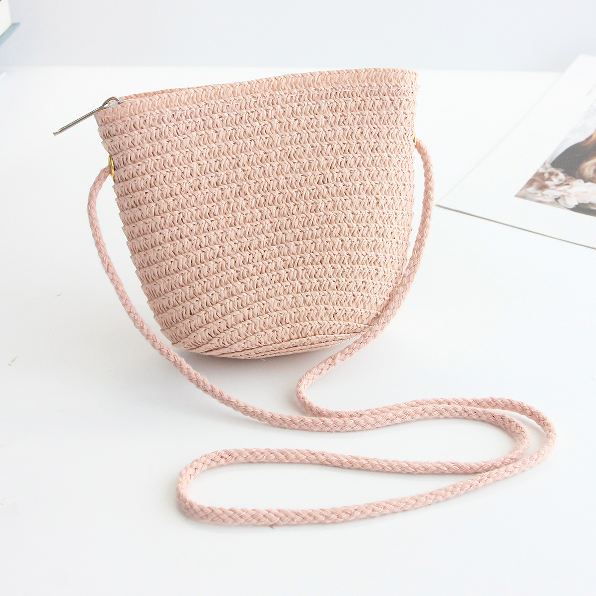 Bolso de hombro de los niños bolsa de paja de los niños pequeña cartera lindo todo partido bolsa de paja pequeña chica fresca accesorios bolsa