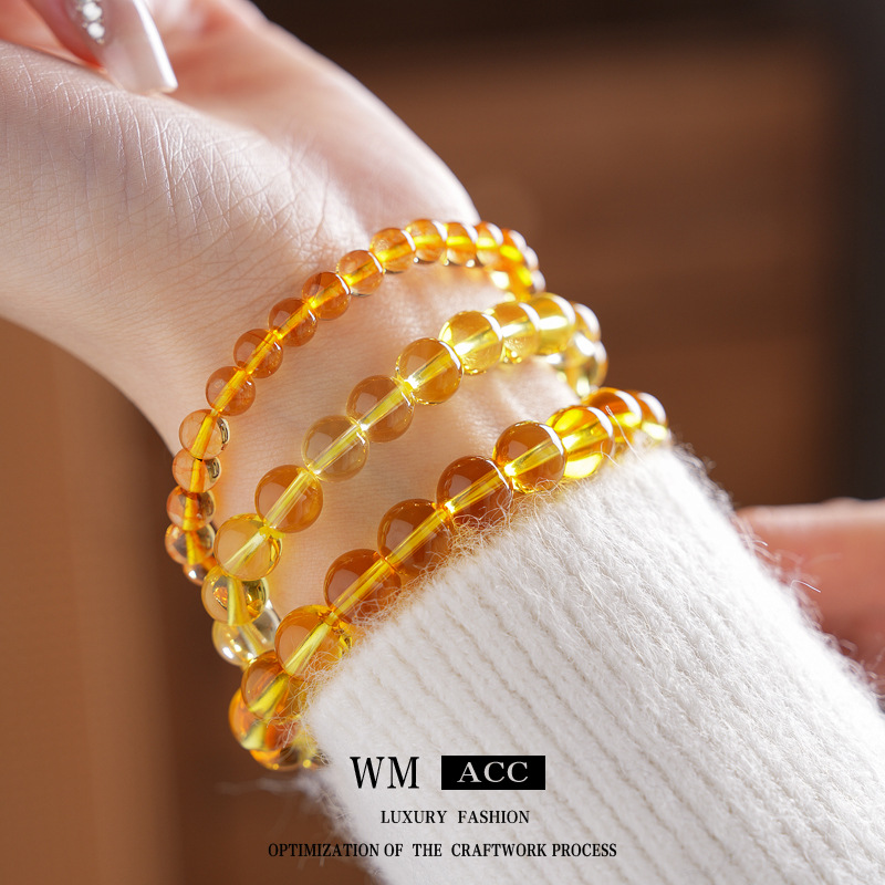 Lucky Citrine Pulsera ajustable Pulsera de temperamento retro simple y versátil Pulsera de lujo ligero, joyería de moda de alta gama para mujer