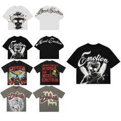 MIXED EMOTION 新作 25ss クロスボーダー アメリカン トレンド ストリート ピュアコットン ヒップホップ ホット ショート カジュアル ダイヤモンド 半袖 Tシャツ