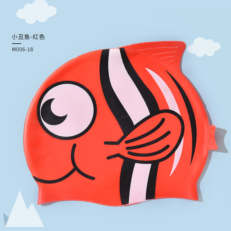 Sombreros de baño para niños niñas lindos dibujos animados de silicona protector de oídos profesional impermeable no estrangulada gorra de baño elástica