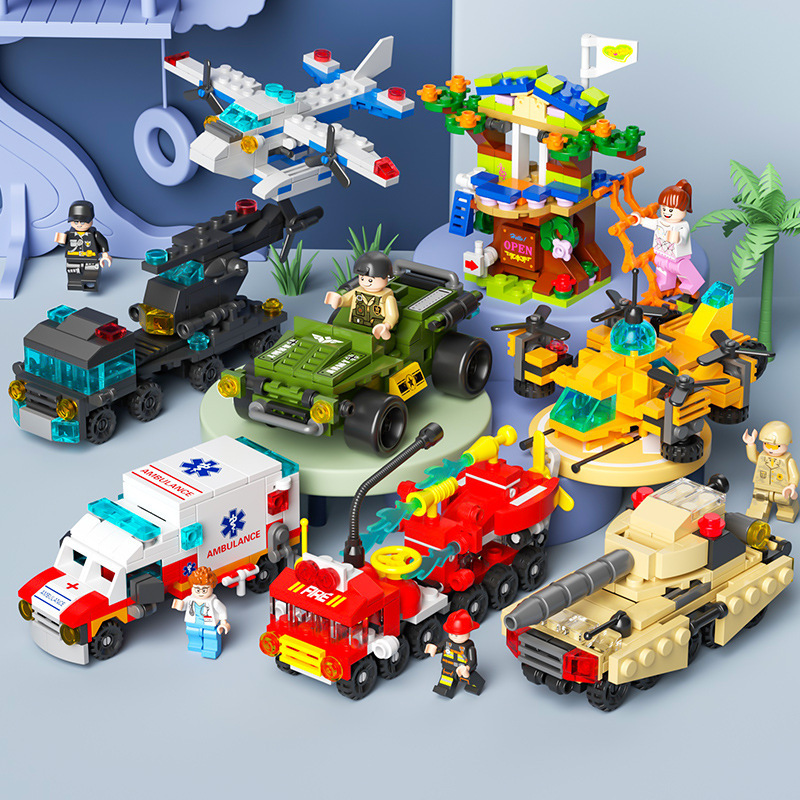 Compatible with Lego Building Blocks Bagged Children's Educational Assembly Street View Military Deformation Fire Truck Engineering Vehicle Toys Wholesale Compatible with Lego Building Blocks Bagged Children's Educational Assembly Street View Military Deformation Fire Truck Engineering Vehicle Toys Wholesale