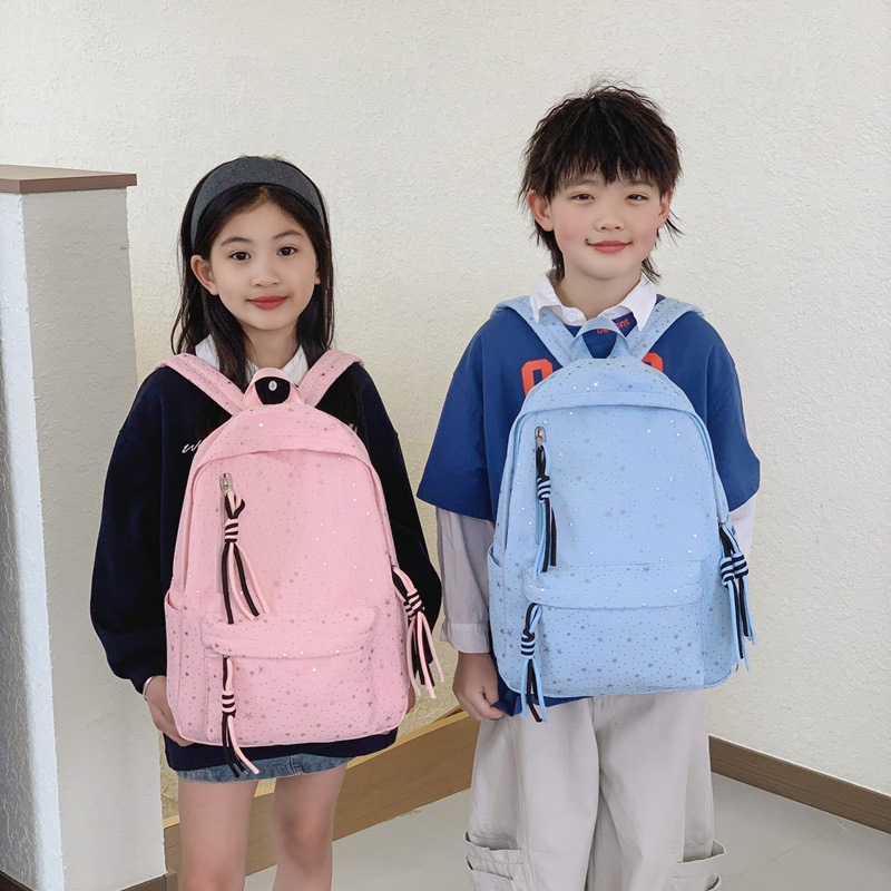 Jardín de infantes, bolsas escolares de estrellas de gran capacidad, mochila simple de color sólido para niños y niñas, nueva bolsa infantil transfronteriza