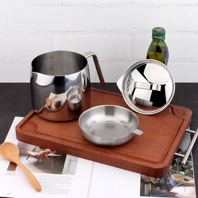 Chockmen Zhuo Deming 18 / 10 olla de aceite de acero inoxidable cocina doméstica almacenamiento de aceite filtrado residuos de leche de soja tanque de aceite