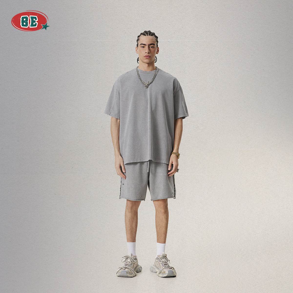 Be Hombres| 2025 verano retrógrado nostálgico tela de doble hilo camiseta de manga corta para hombres suelta gran blusa de manga de costura image 3