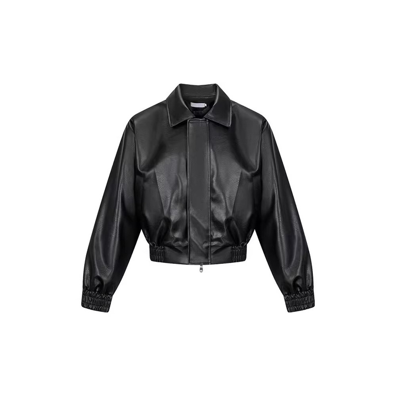 Black Versatile Leather Jacket for Men with High-End Turn-Down Collar, Unique Design, Stylish Elastic Waist, Leather Biker Jacket Black Versatile Leather Jacket for Men with High-End Turn-Down Collar, Unique Design, Stylish Elastic Waist, Leather Biker Jacket