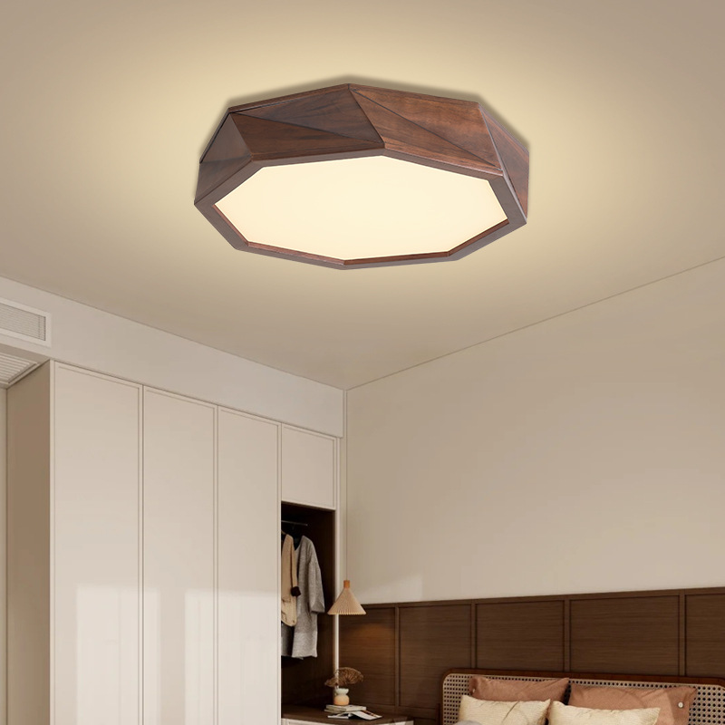 América del Norte negro nuez lámpara de dormitorio nuevo estilo chino minimalista protección de ojos sala de estar estudio minimalista madera sólida lámpara de techo