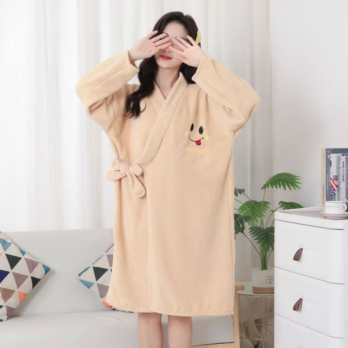 Super Absorbent Bath Towel Bathrobe For Adults Quick Dry Thick_voghion.com