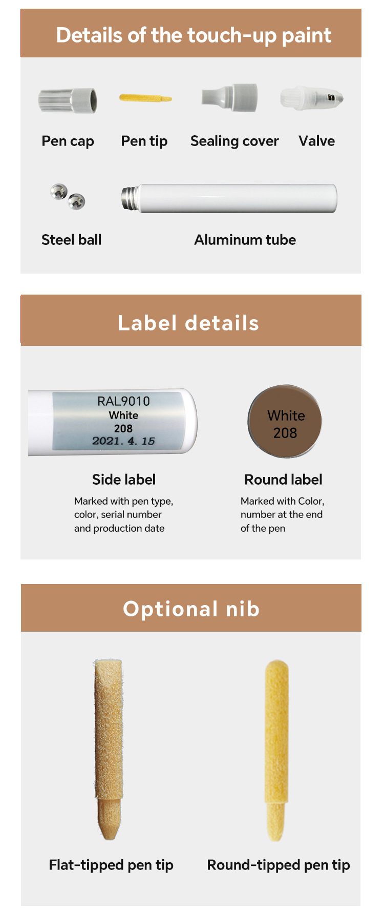 Cross-Border Ral Color Card Ral Touch-Up Pen Paint Pen Touch up Aluminum Alloy Metal Wood Scratch Repair