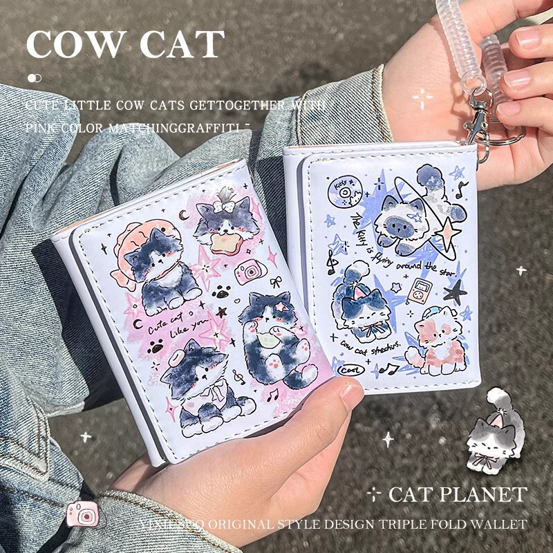New Kitten Wallet for Women, Compact Bag, Large Capacity, Children's Student Coin Purse, High-Looking Niche Bag for Men