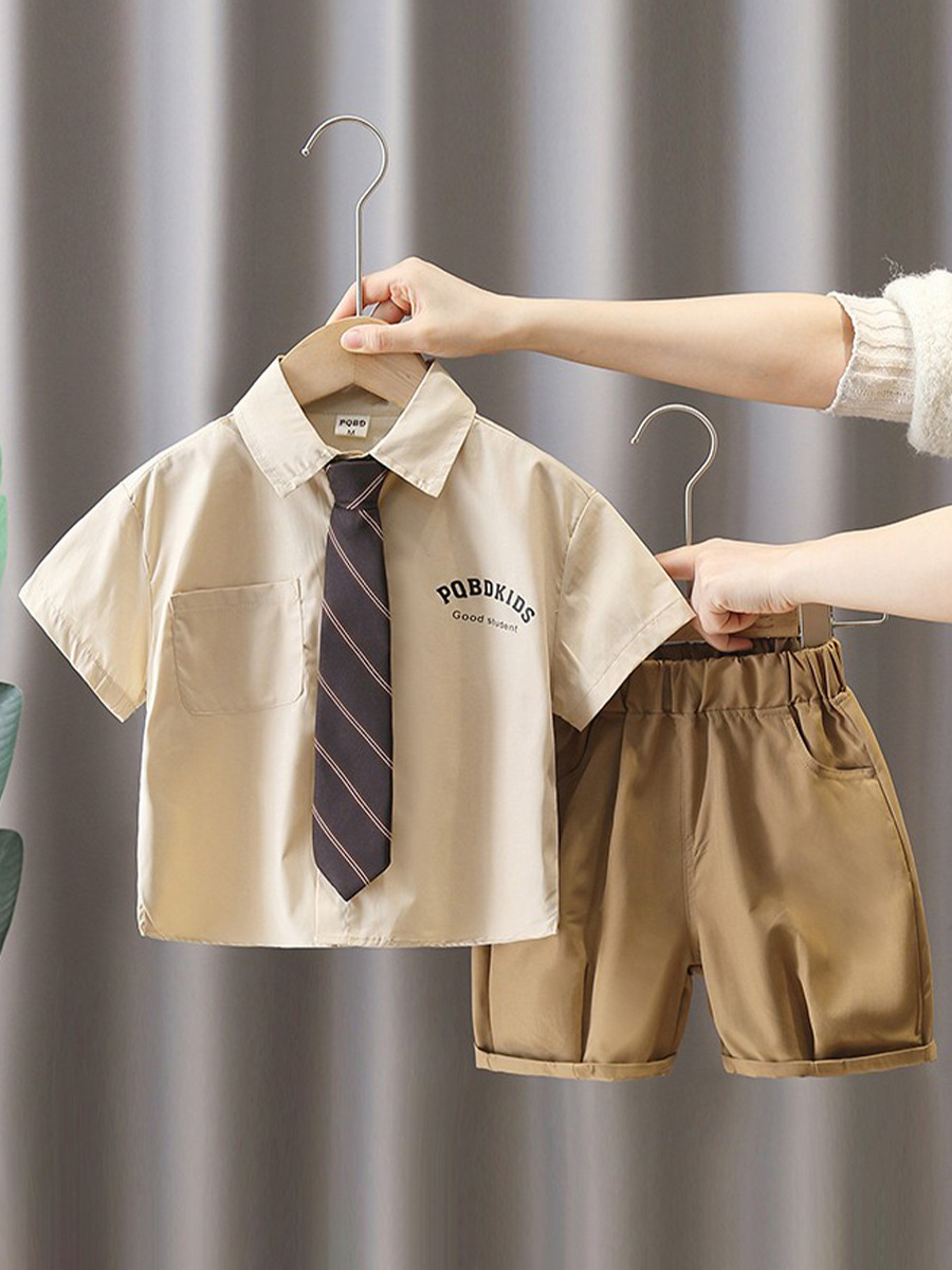 Traje Estilo Universitario para Niños 7879, Conjunto de Dos Piezas para Niños, Camisa para Ceremonia de Graduación, Verano 2026