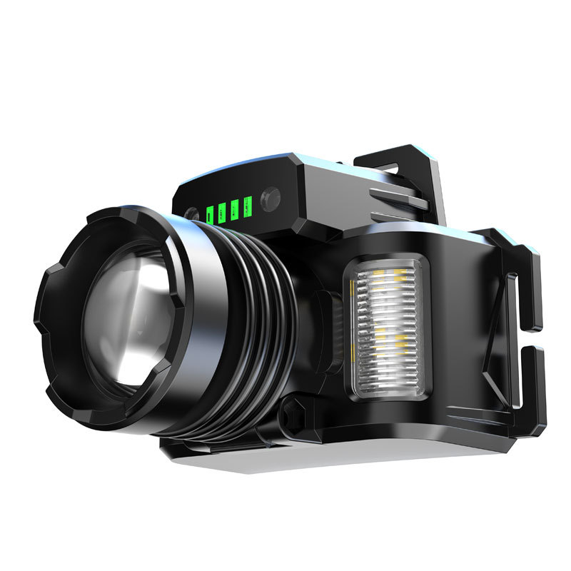 Noviembre nuevo faro de inducción láser blanco lámpara de minero de largo alcance recargable montado en la cabeza faro de advertencia de iluminación exterior largo continuado